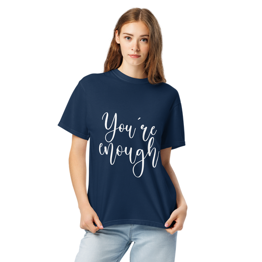 You're Enough Oversized Black T-Shirt | Motivational Printed Tee for Women